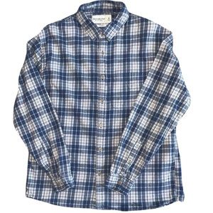 Abercrombie & Fitch Relaxed Flannel Blue/ Cream Plaid Size Medium